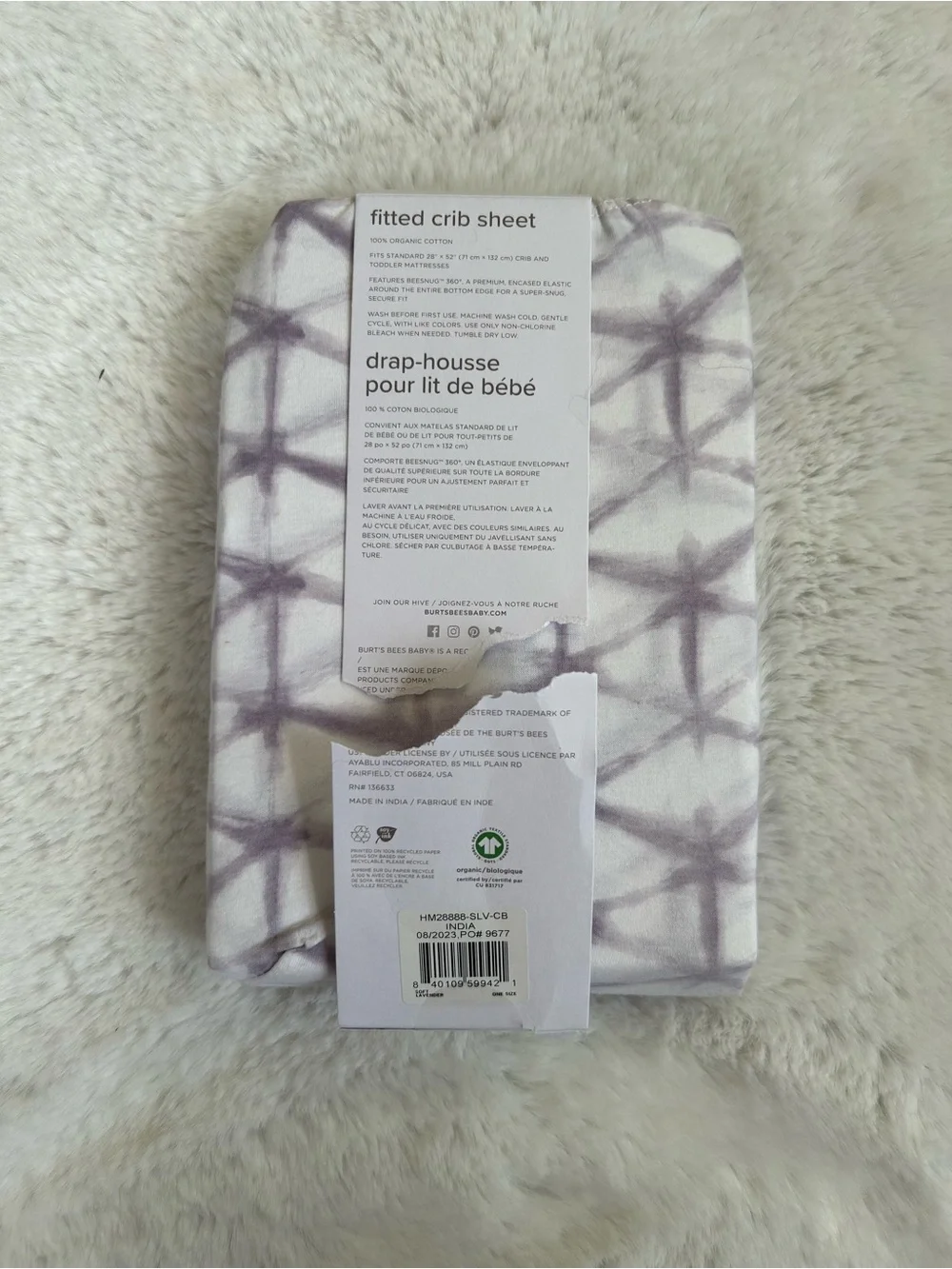 Burt's Bees Baby Purple Tie-Dye Fitted Crib Sheet